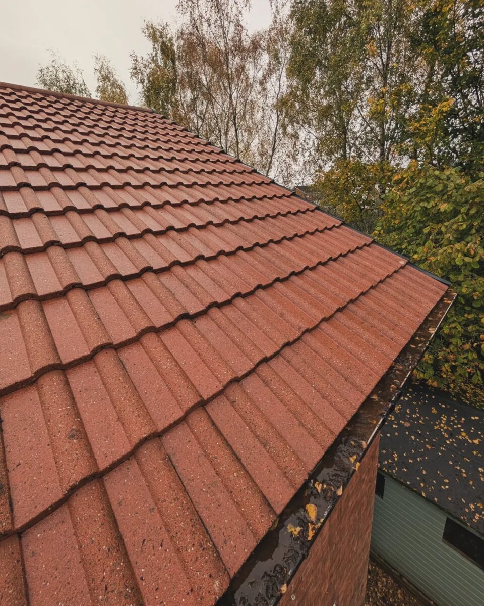 Rent tegltag, efter HøjdeRensen har renset det